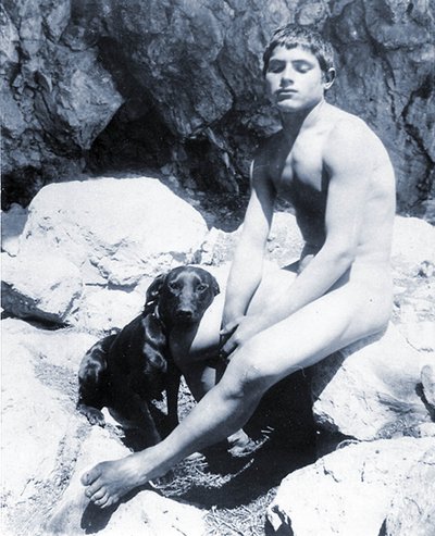 Study of a Nude Boy with Dog by Baron Wilhelm von Gloeden